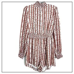 Lost + Wander Romper S Cottage Striped Smocked Dainty Floral Feminine Boho